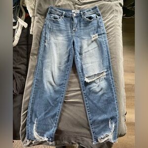 Womens Distressed Blue Jeans